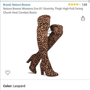 LEOPARD THIGH HIGH BOOTS WITH 3.5” HEELS SIZE 8